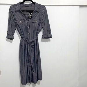 Stripe Button Down Collar Dress
